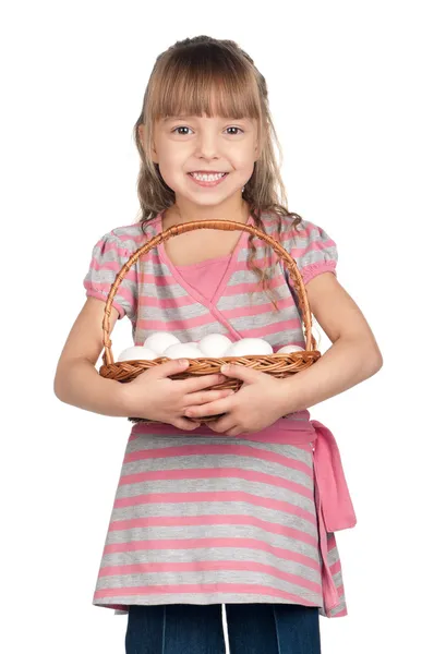Girl with eggs — Stock Photo, Image