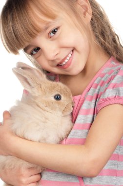 Little girl with rabbit clipart