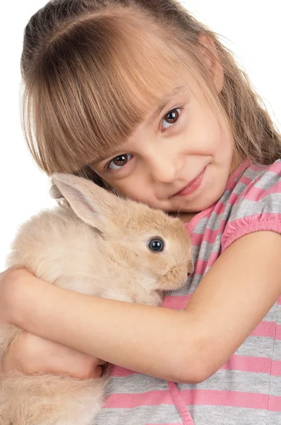 Menina com coelho — Fotografia de Stock