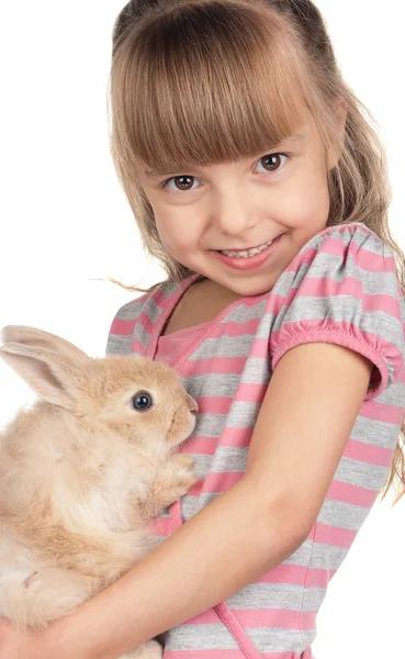 토끼와 작은 여자 — 스톡 사진