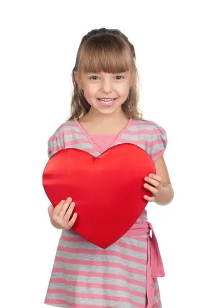 Niña con el corazón rojo — Foto de Stock