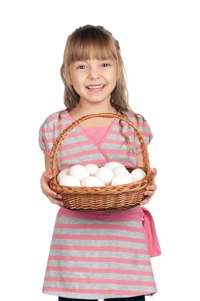 Chica con huevos — Foto de Stock