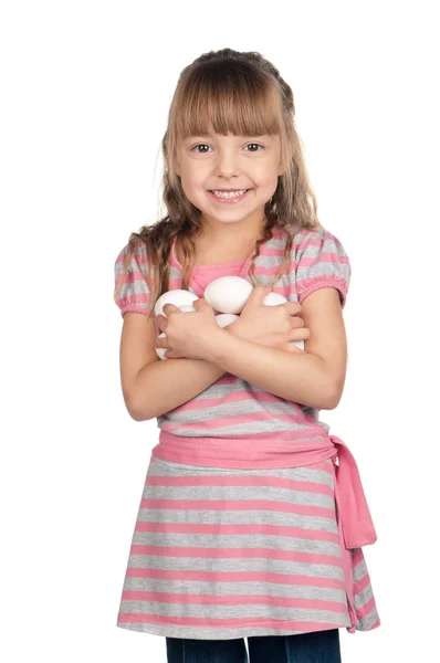 Dívka s vejci — Stock fotografie