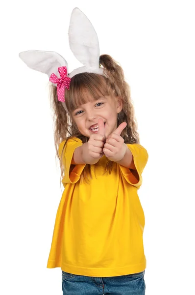 Kis lány, nyuszi füle — Stock Fotó