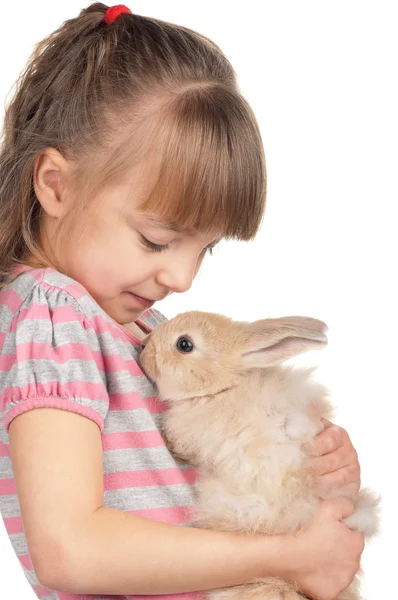 stock image Little girl with rabbit