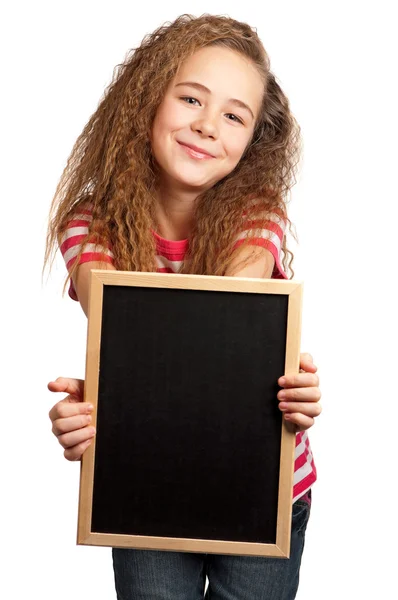 Girl with blackboard — Stock Photo, Image