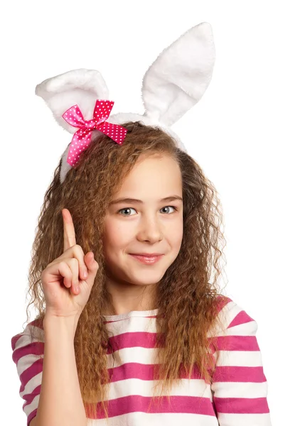 Meisje met bunny oren — Stockfoto