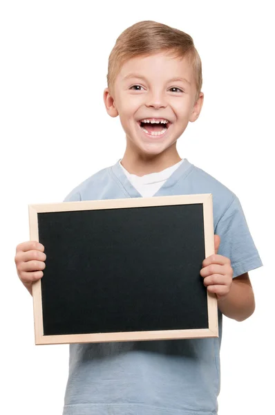 Pojke med blackboard — Stockfoto