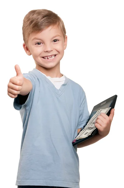 Boy with dollars — Stock Photo, Image