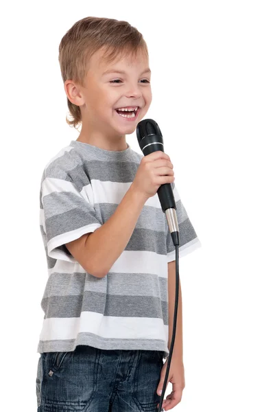 Çocuk mikrofon ile — Stok fotoğraf