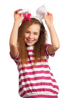 Girl with bunny ears clipart