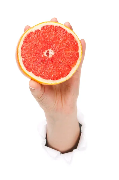 Hand met grapefruit — Stockfoto