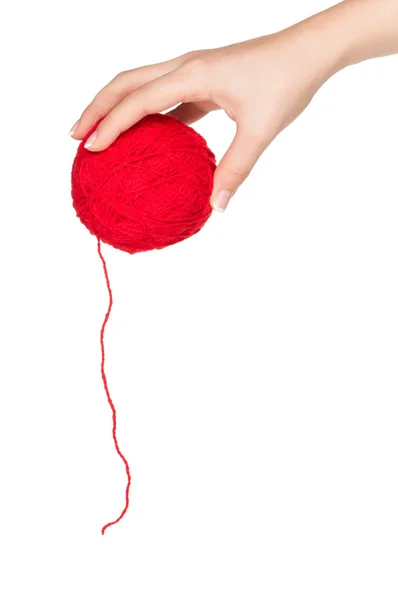 Mão com bola vermelha — Fotografia de Stock