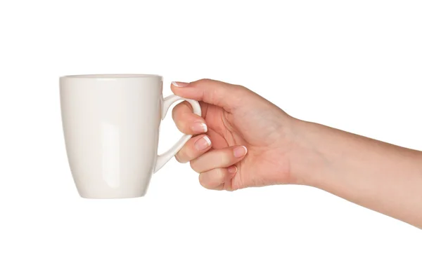 Hand mit weißer Tasse — Stockfoto
