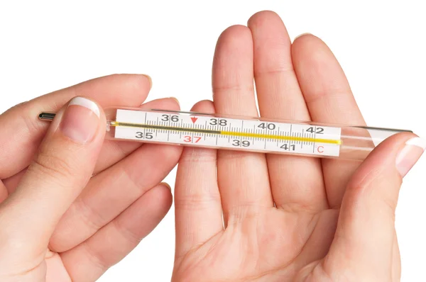 Hand with thermometer — Stock Photo, Image