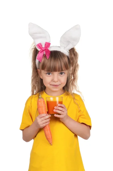 Маленькая девочка с кроличьими ушами — стоковое фото