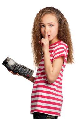 Girl with calculator clipart