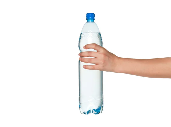Hand mit Flasche Wasser — Stockfoto