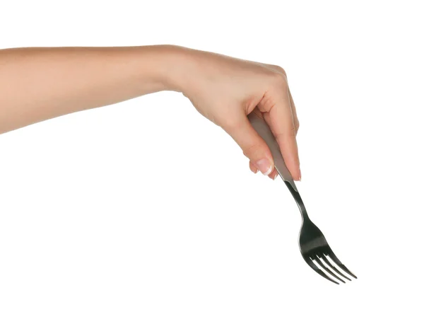 Hand med gaffel — Stockfoto