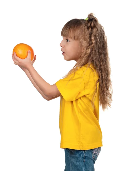 Niña con pomelo — Foto de Stock