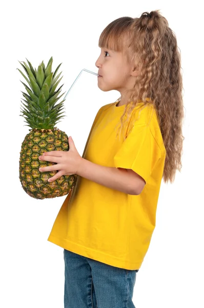 Holčička s ananasem — Stock fotografie