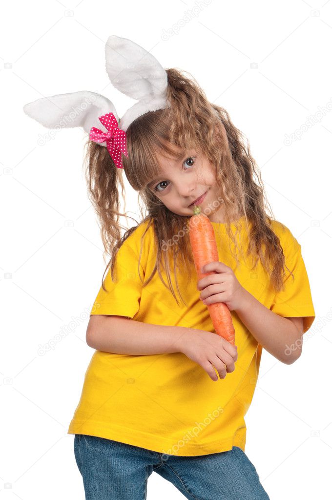 Little girl with bunny ears