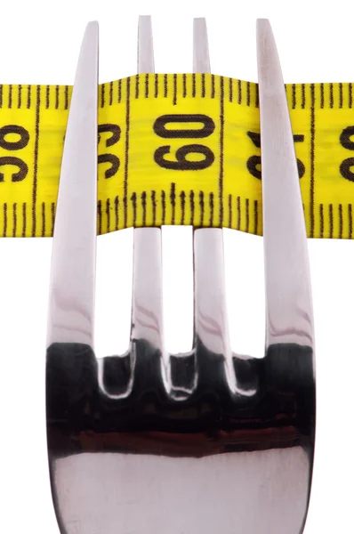 Tenedor con cinta métrica — Foto de Stock