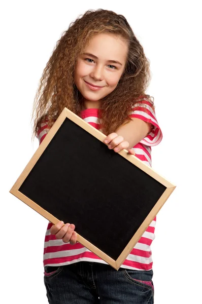 Κορίτσι με μαυροπίνακα — Φωτογραφία Αρχείου