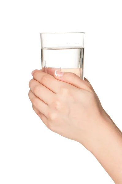 Mão com vidro de água — Fotografia de Stock