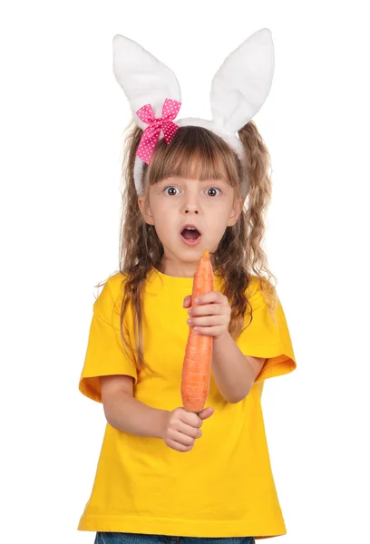토끼 귀를 가진 어린 소녀 — 스톡 사진