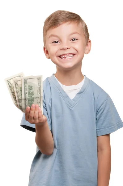 Αγόρι με δολάρια — Φωτογραφία Αρχείου