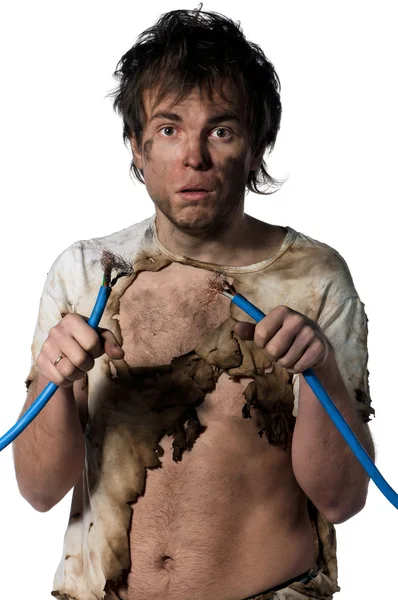 Crazy electrician — Stock Photo, Image