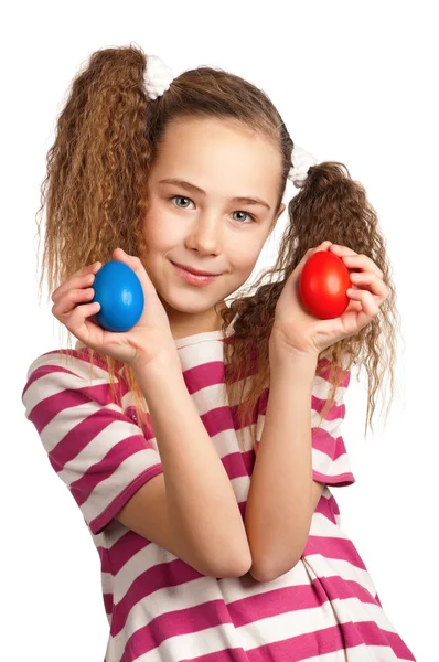 Chica con huevos — Foto de Stock