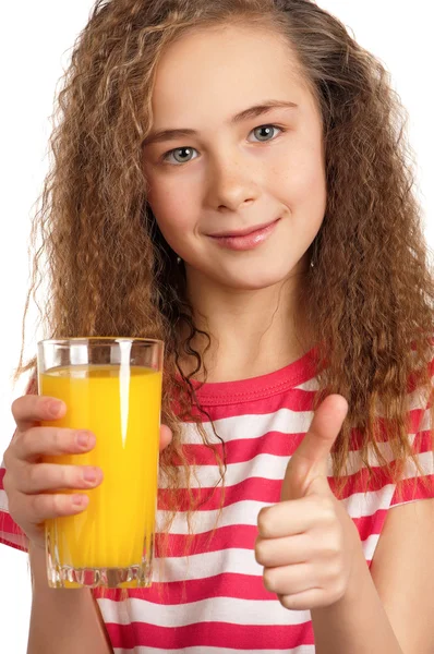Chica con jugo de naranja — Foto de Stock