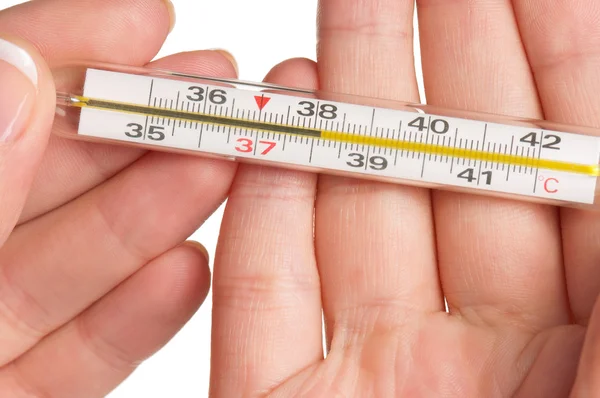 Hand with thermometer — Stock Photo, Image