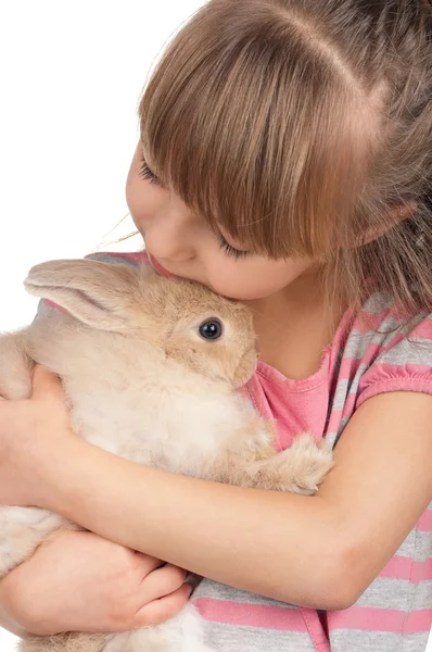 토끼와 작은 여자 — 스톡 사진