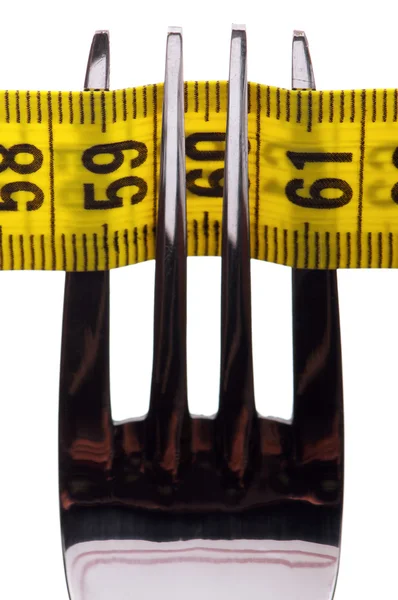 Tenedor con cinta métrica — Foto de Stock
