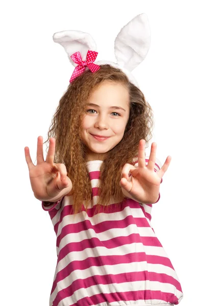 Chica con orejas de conejo — Foto de Stock