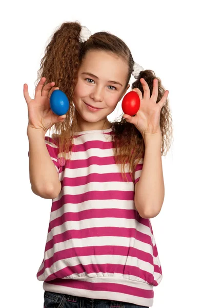 Dívka s vejci — Stock fotografie
