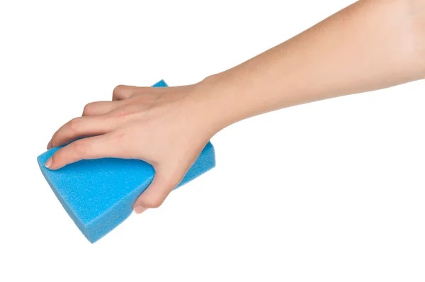 Hand with kitchen sponge — Stock Photo, Image