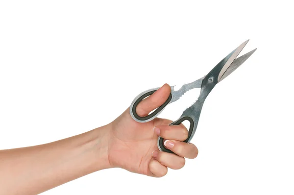 Ruka s nůžkami — Stock fotografie