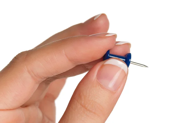 Hand with push pin — Stock Photo, Image
