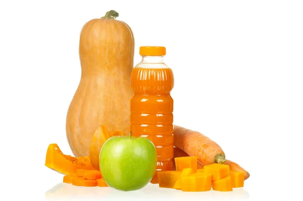 胡萝卜、 南瓜、 苹果汁 — 图库照片