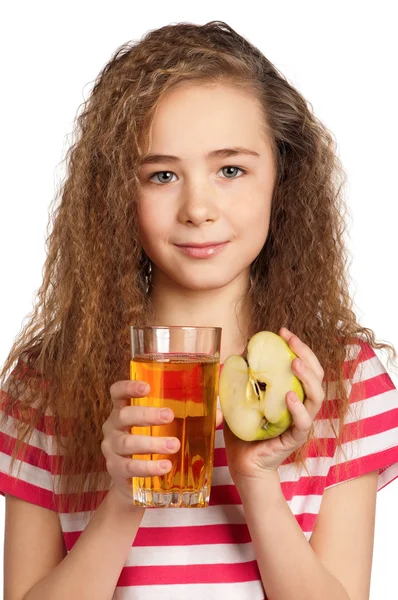 リンゴ ジュースを持つ少女 — ストック写真