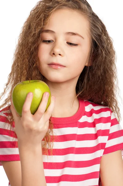Κορίτσι με μήλο — Φωτογραφία Αρχείου
