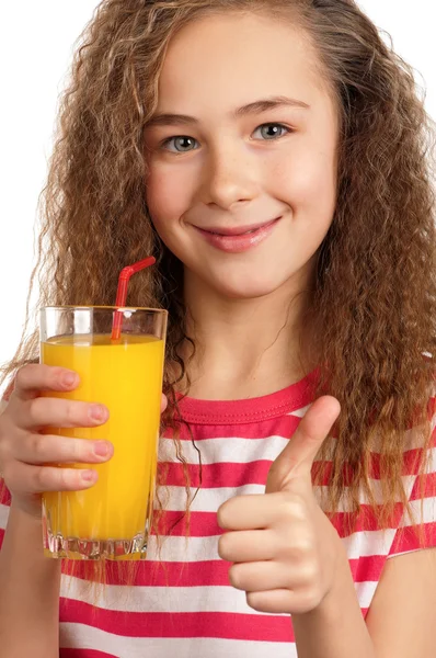 Gadis dengan jus jeruk — Stok Foto