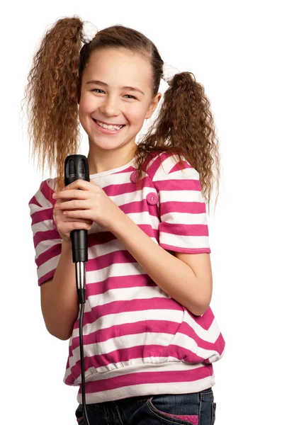 Girl with microphone Royalty Free Stock Photos