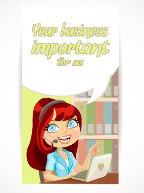 Your business is very important to us - girl telecom operator clipart