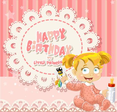 Happy Birthday my little princess - baby girl clipart