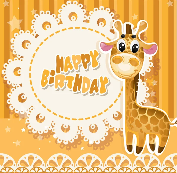 Happy Birthday yellow openwork card for your greetings — Stock Vector